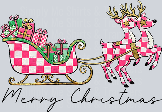 Merry Christmas pink checkered print