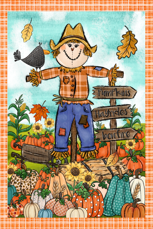 Scarecrow pumpkin harvest garden flag