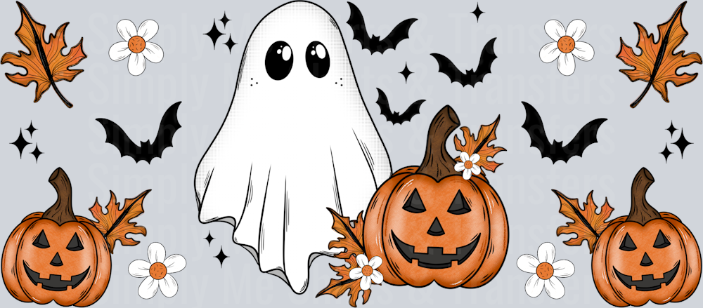 Ghostie and Jack O Lantern 16oz Libby wrap