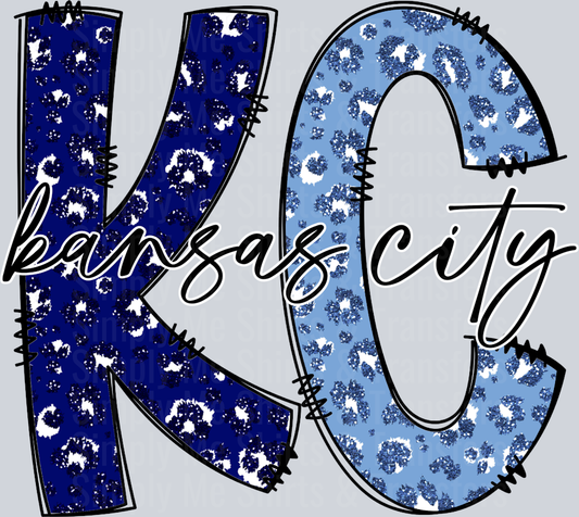 Kansas City Glitter Leopard  Blue