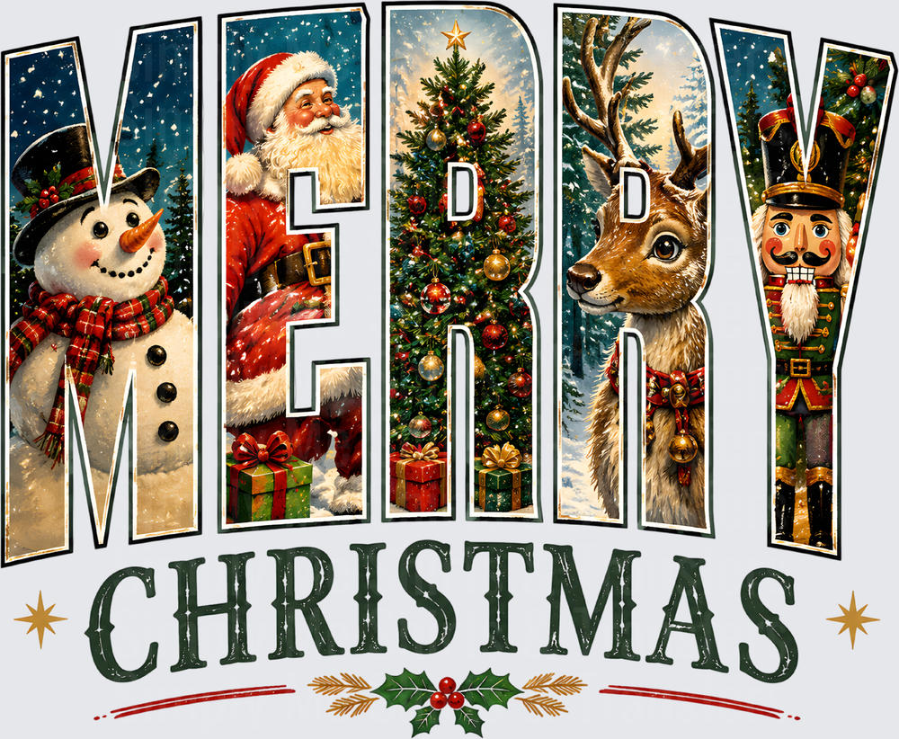 Merry Christmas Snowman Santa Tree
