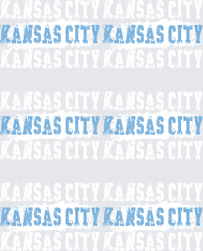 Kansas City Distressed Blue Text Pattern