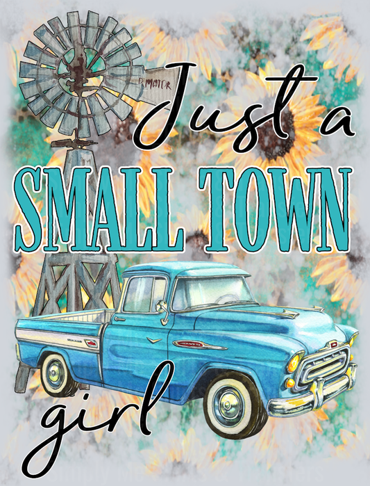 small town girl blue truck-windmill
