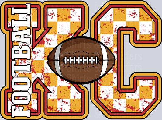 KC FOOTBALL Checker RED GOLD