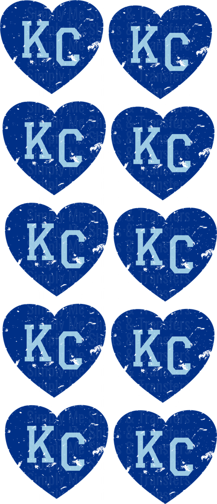 KC Blue Distressed Hearts Kansas City Pride Design