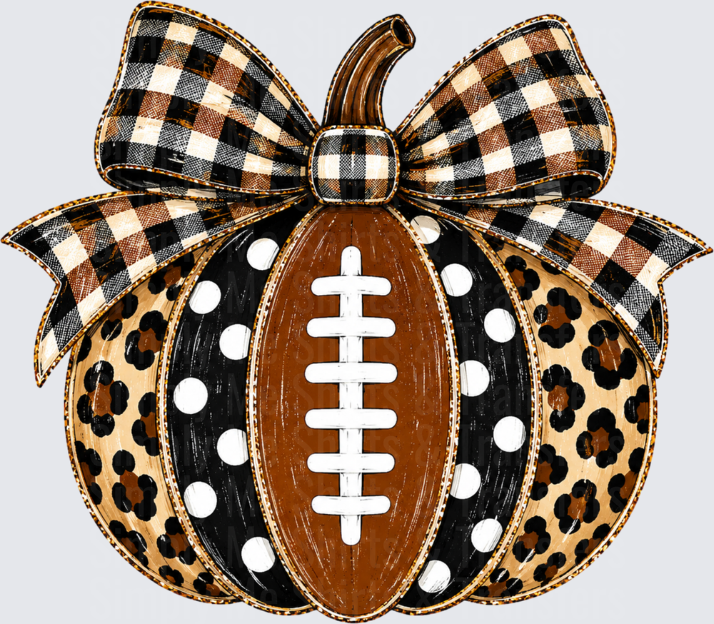 Polka Dot and Leopard Football Pumpkin