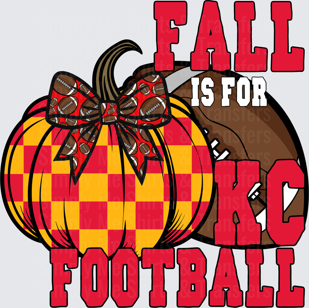 Fall is for Kansas City Football Pumpkin with Bow Design