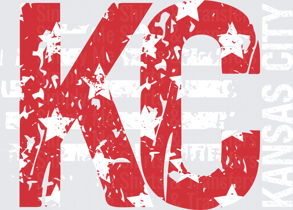 Red Distressed KC Letters Kansas City Typography