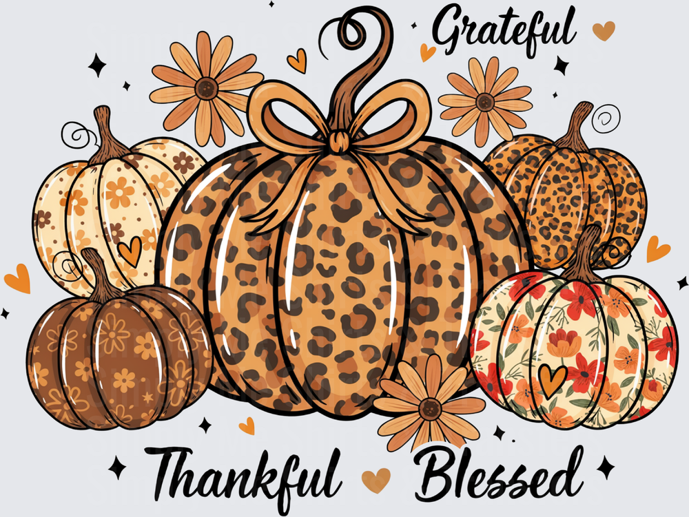 Grateful Thankful Blessed Leopard Pumpkins