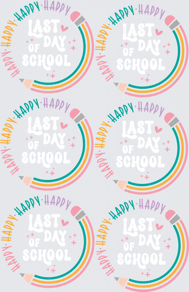 Happy Rainbow Pencil Back to School Pattern with Hearts and Stars