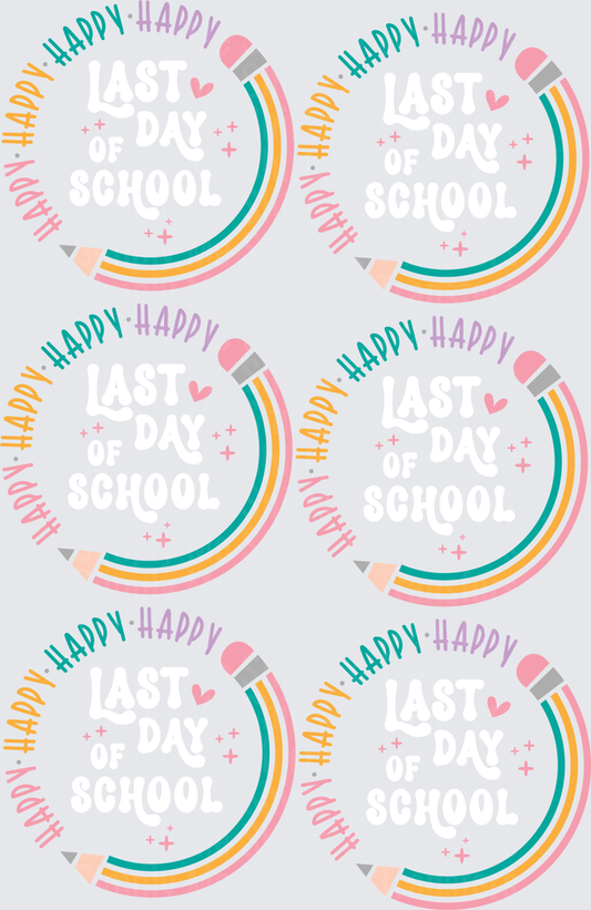 Happy Rainbow Pencil Back to School Pattern with Hearts and Stars