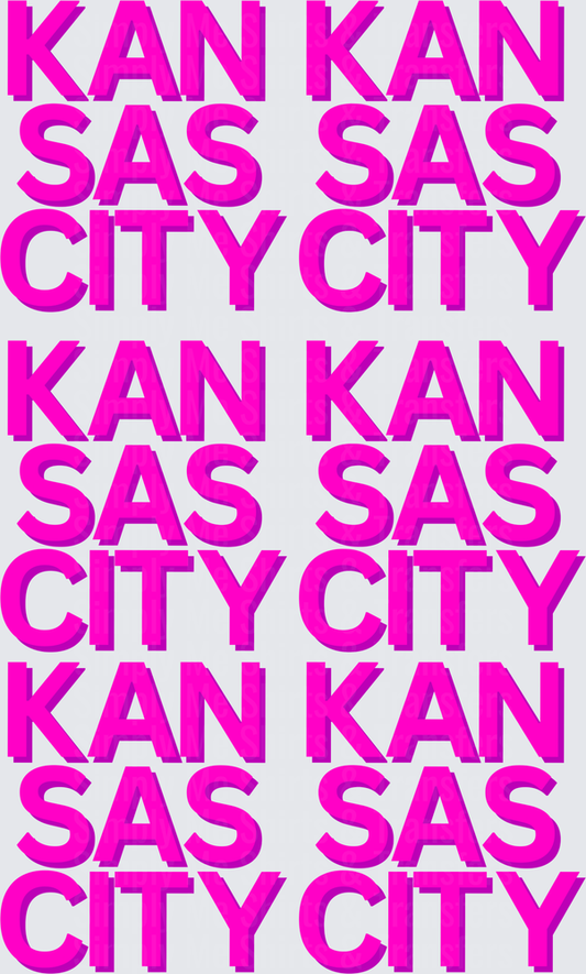 Kansas City Repeating Text Pattern in Hot Pink