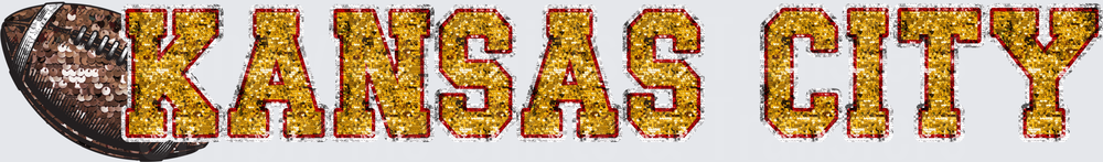 Kansas City Football with Gold Glitter Text Design