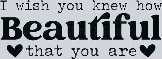 I wish you knew how beautiful
