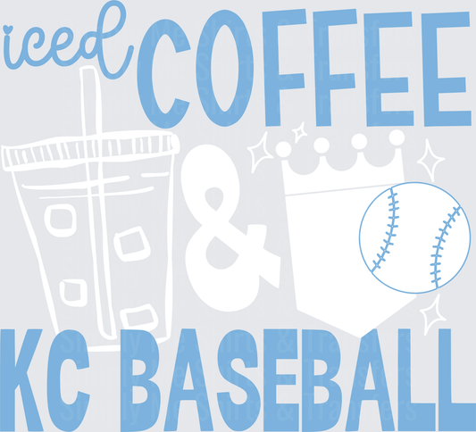 I Need Coffee KC Baseball Blue Typography Design