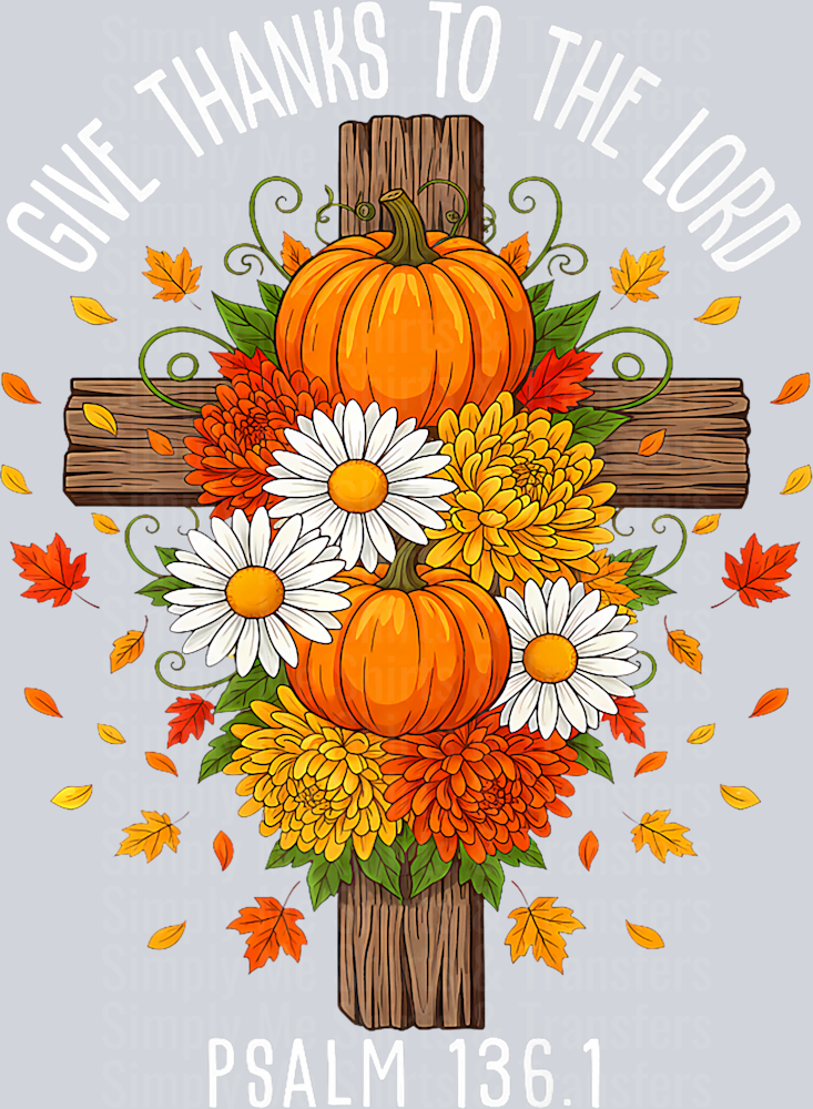 Give Thanks to The Lord Floral Pumpkin Autumn Fall Christian Premium T-Shirt