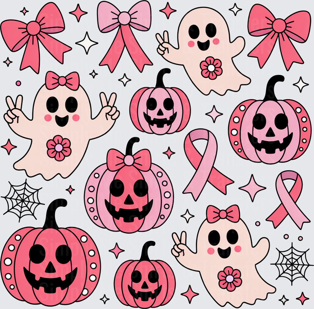 Spooky Breast Cancer Ghosts Pumpkins