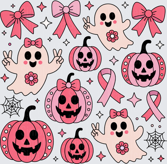Spooky Breast Cancer Ghosts Pumpkins
