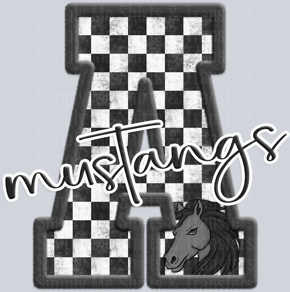 black mustangs with horse