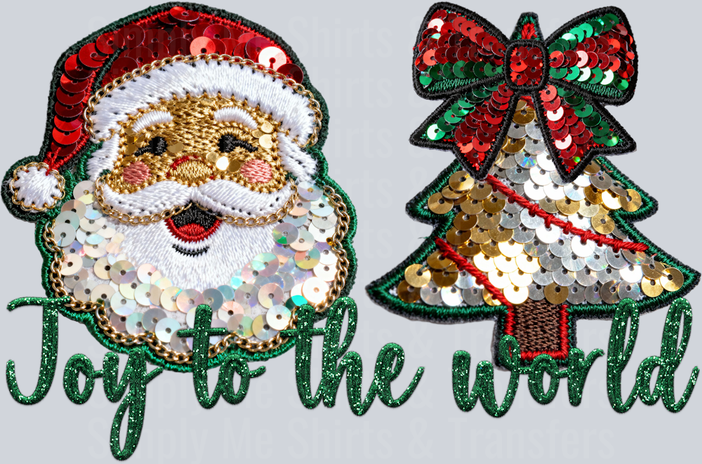 Joy to the world faux sequin HWDS