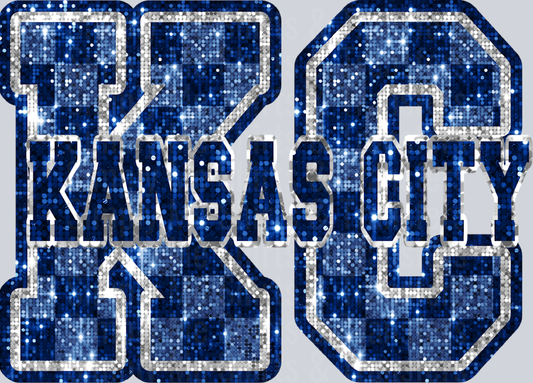 Blue KC Check Sparkle