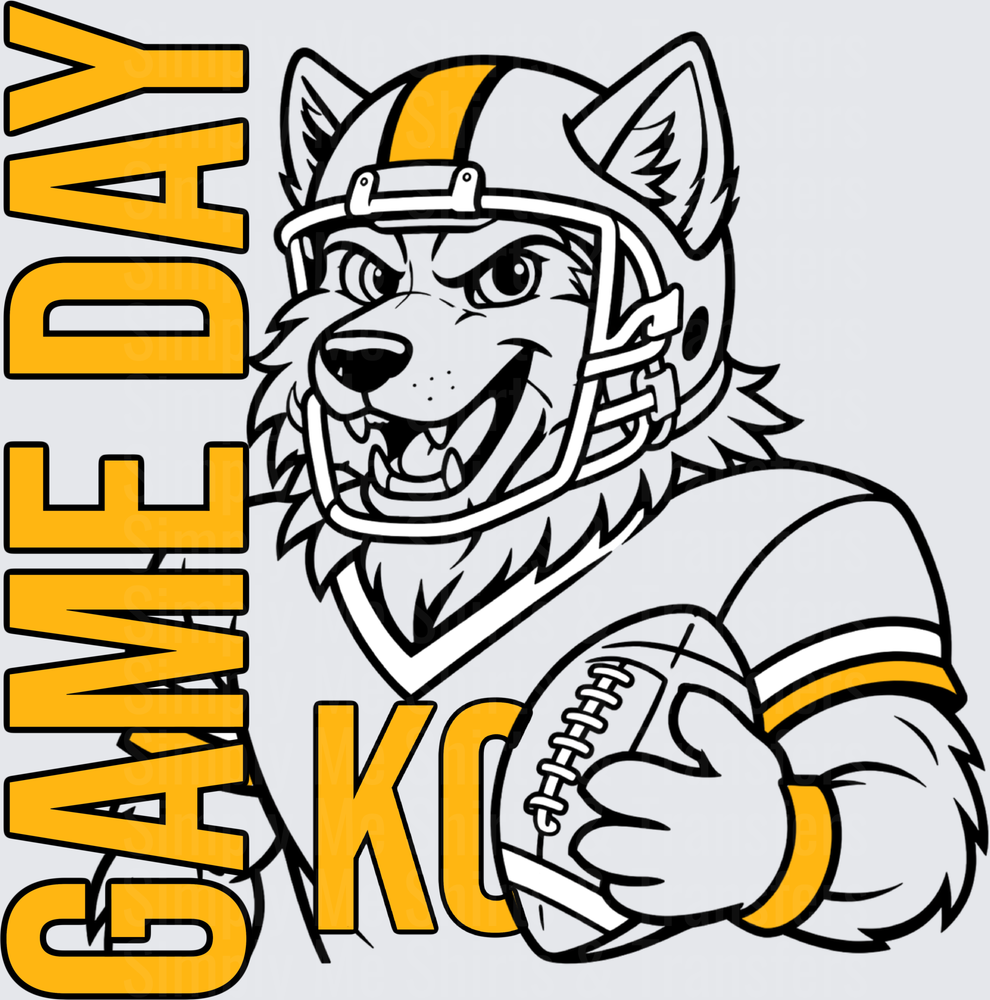 Fierce Wolf Mascot Football Player Game Day Design