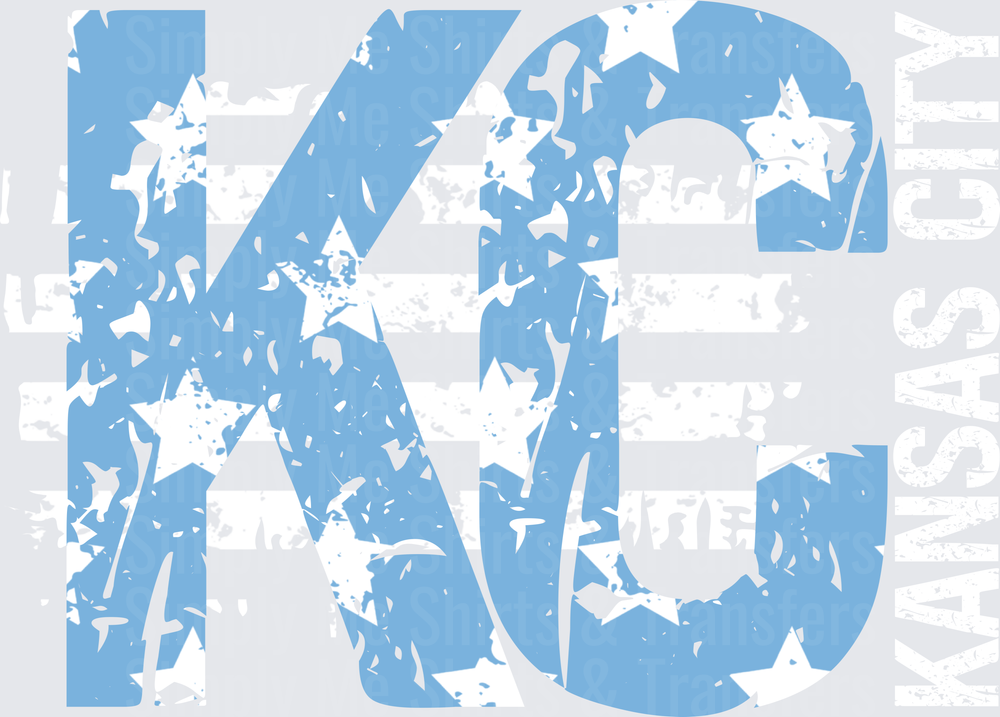 Distressed Blue Kansas City KC Letters with Vintage Texture