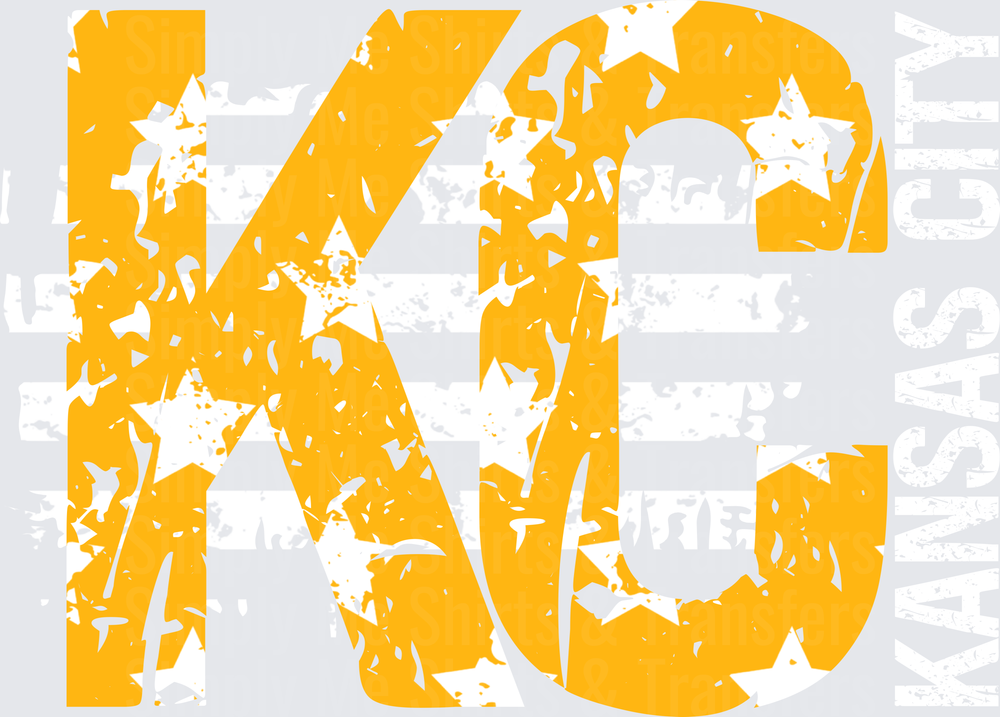 Distressed Orange KC Letters with Grunge Texture