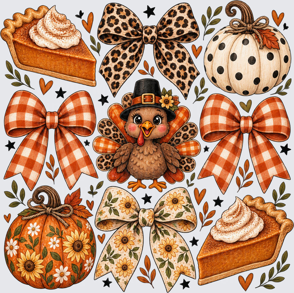 Cartoon Pumpkin Pie Bows