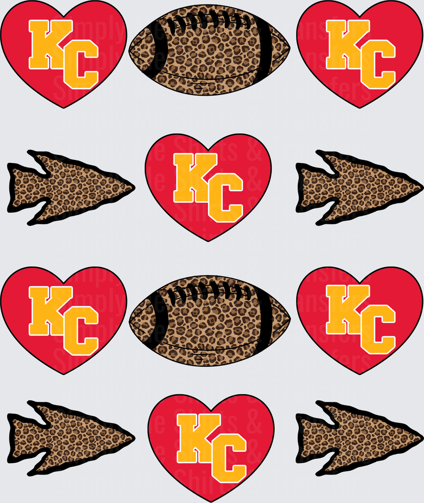 Kansas City Chiefs Leopard Print Hearts Football Arrowheads