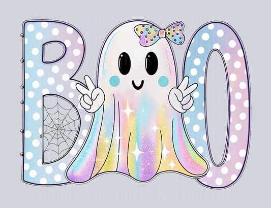 Iridescent-Ghost-Boo-Pumpkin-PNG-124420943_Iridescent Ghost Boo Pumpkin PNG, Coquette Halloween Design