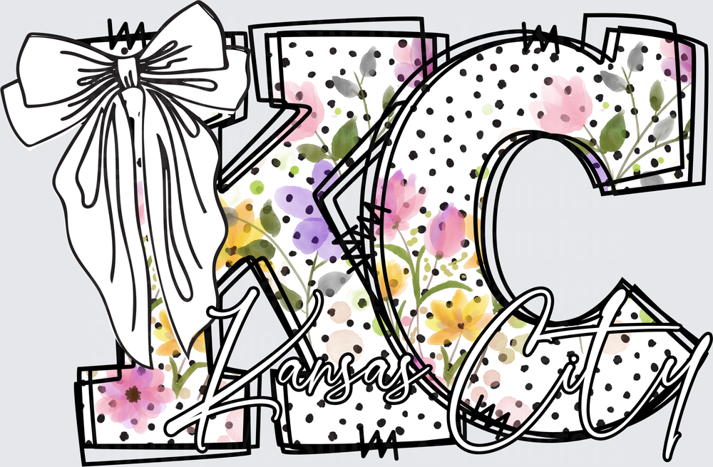 Kansas City Floral Polka Dot Letters with Bow