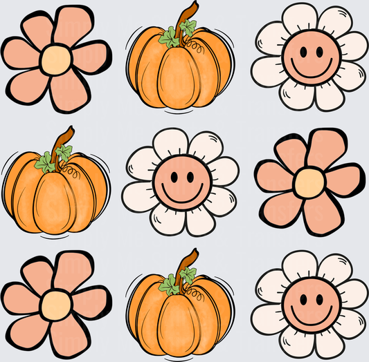 Smiley Face Flowers and Pumpkins