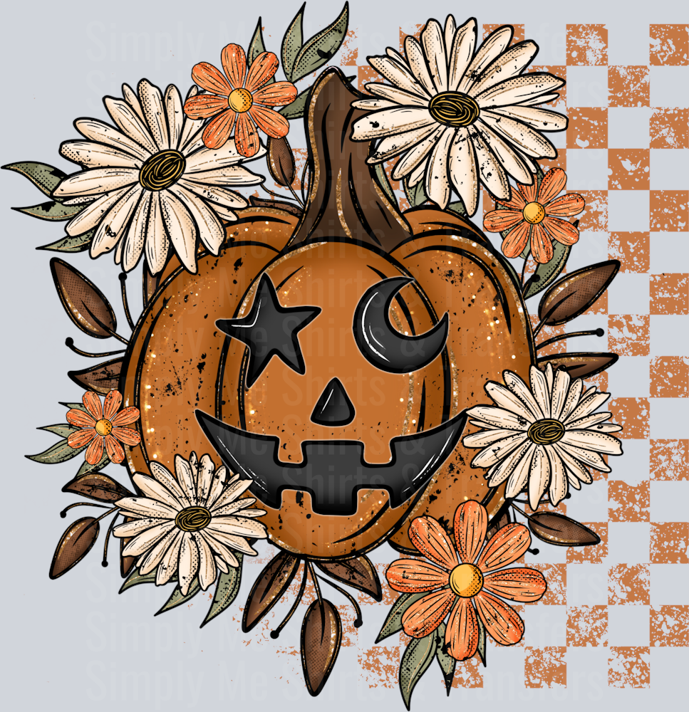 Grunge floral pumpkin