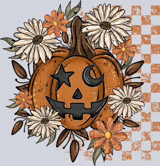 Grunge floral pumpkin