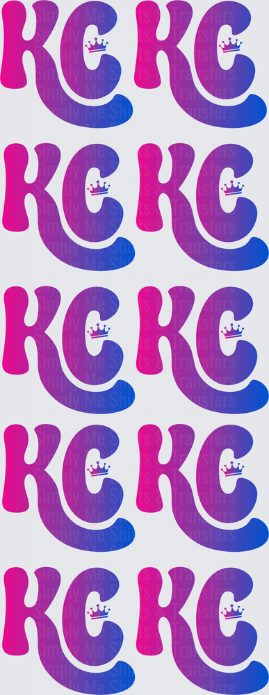 Purple Pink Gradient KC Letters with Crown Kansas City