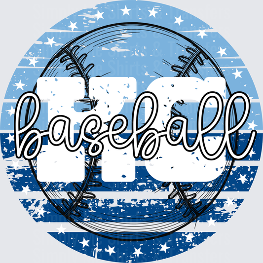 Baseball Mom Distressed Blue Stars and Stripes Circle Design