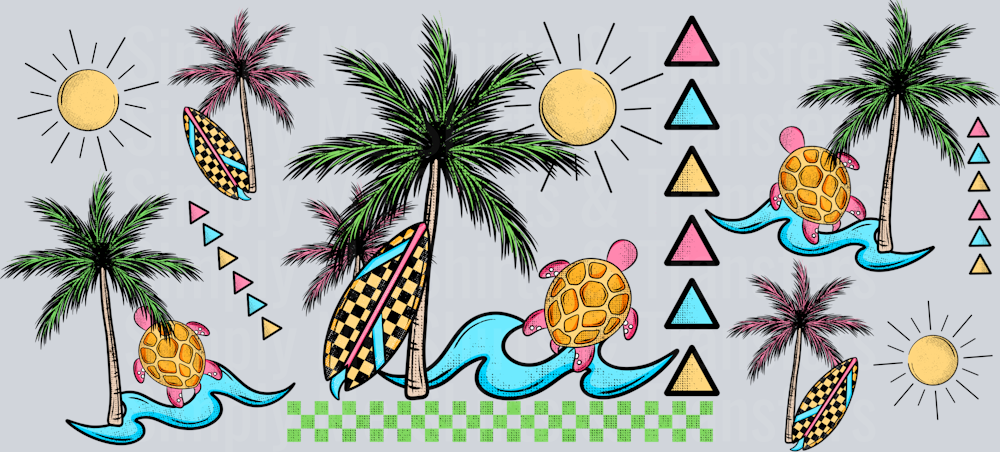 Summer turtle grunge 16oz Libby wrap