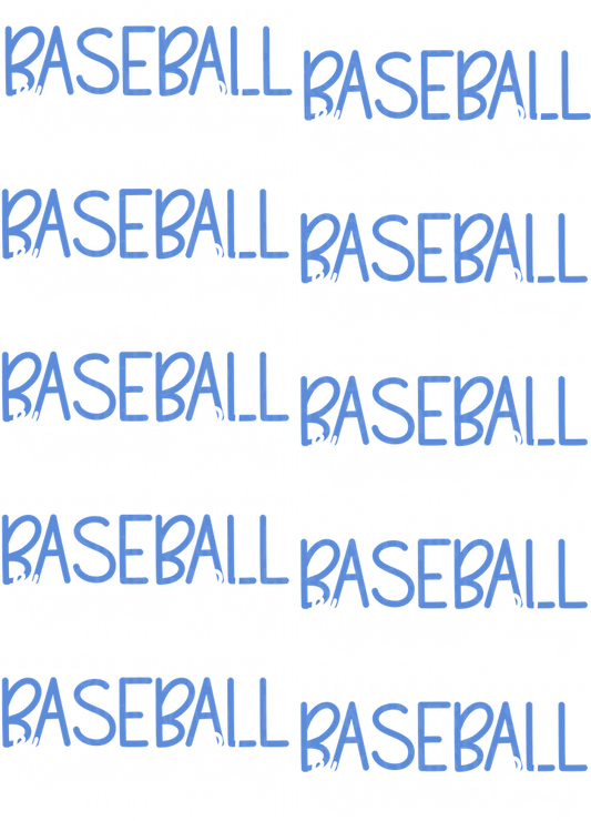 Blue Baseball Text Pattern Repeating Design