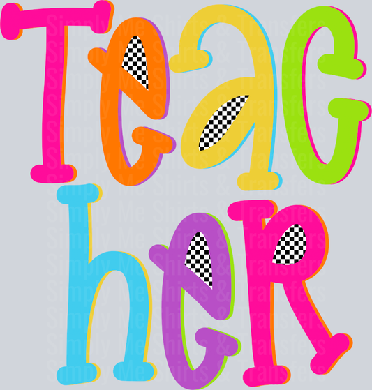 TEACHER COLORFUL CHECKERED PRINT