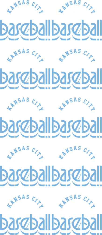 Kansas City Baseball Text Pattern in Light Blue