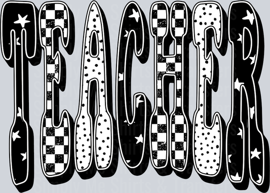 TEACHER BLACK CHECKERED
