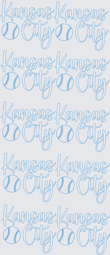 Kansas City Baseball Script Lettering with Baseballs Pattern