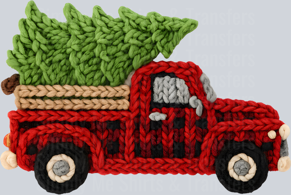 CHRISTMAS PLAID TRUCK FAUX YARN